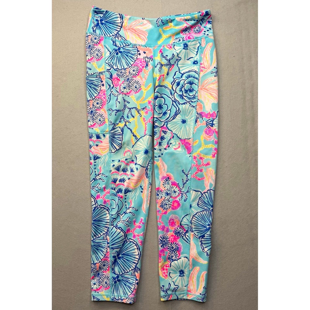 Lilly Pulitzer Luxletic Weekender Leggings Womens Size M Crop Midi Floral UPF 50